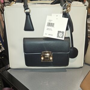 Anne Klein Black and Cream Tote Bag